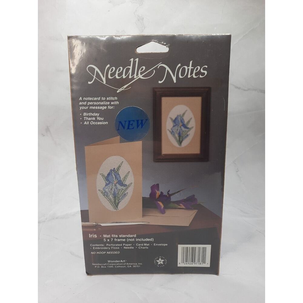 WonderArt Needle Notes Cross Stitch Note Card Kit Iris 5x7